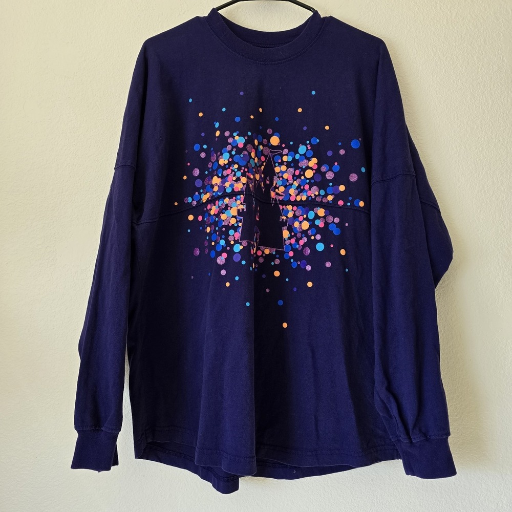 Disneyland Resort Spirit Jersey Sz Large Purple Glitter Cotton Knit Sweatshirt